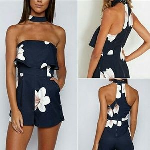 Cotton Navy floral romper